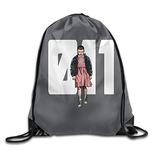 Naiyin Unisex Stranger Things Eleven El Drawstring Bag Drawstring Backpack Sport Bag Gym Bag 100% Polyester Material Travel Bag For Men Women
