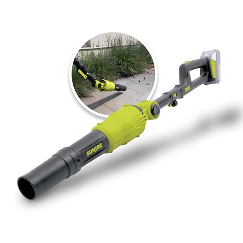Sun Joe 24V-TBP-LTE 2-in-1 Handheld + Pole Leaf Blower Kit, W/ 2.0-Ah Battery + Charger, Includes 3 Nozzle Connections