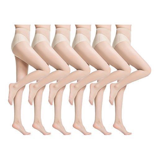MANZI 6 Pairs Women's Ultra-Soft Silky Summer Sheer Tights Pantyhose 20 Denier