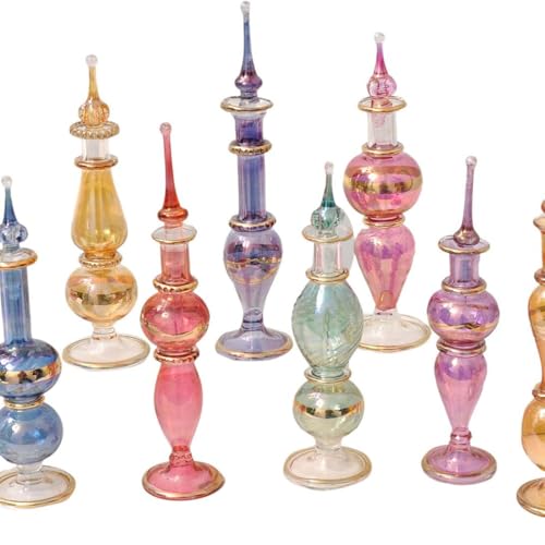 Botellas de cristal soplado egipcio en lote de 10 unidades para esencias de 12 cm 2
