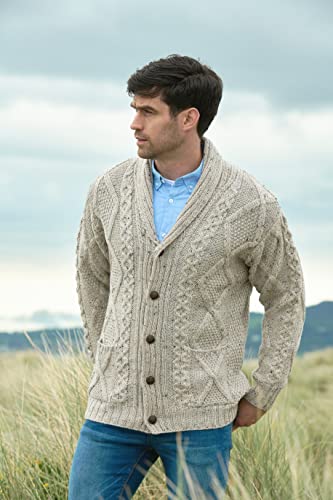 Aran Crafts Men's Irish Cable Knitted Cardigan Sweater (100% Merino Wool)3