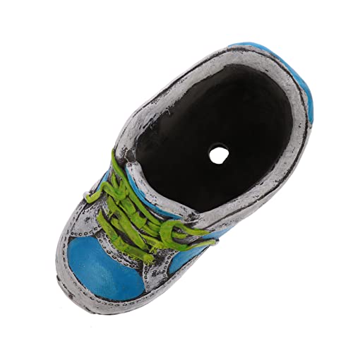 PHENOFICE Vaso Di Fiori Imitazione Scarpa Alta in Ceramica Blu Vaso Da Fiori Da Interno Decorativo Per Piante Succulente Retrò Per Casa Ufficio e Giardino