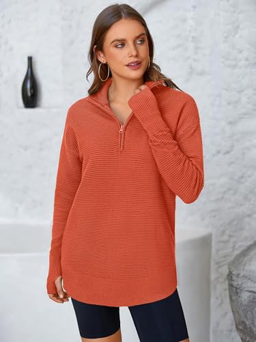 Image of PRETTYGARDEN Womens Long Sleeve Quarter Zip Pullover Sweater