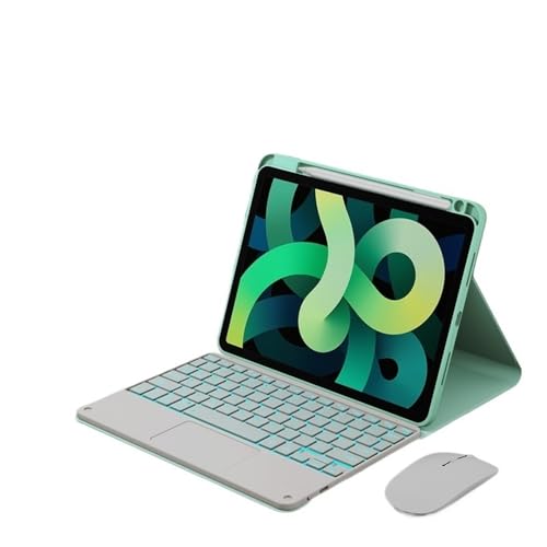 Funda para iPad de 10.9 pulgadas con teclado retroiluminado silicona con ranura color menta
