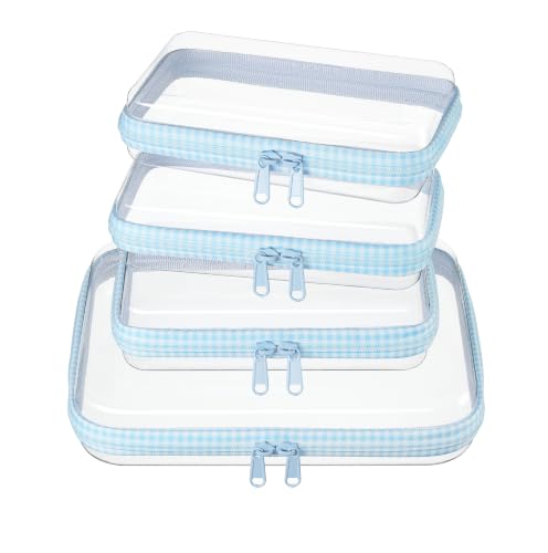 WELPIRT Clear Zipper Pouches, Hard Shell Zipper Case (M+3S)