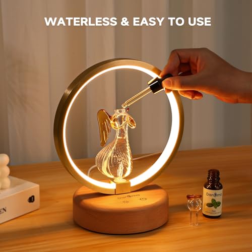 Difusor aromático eléctrico DAROMA Angel artesanal vidrio y madera miniatura 4