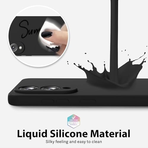 Image of DIZORO Microfiber Candy Case Compatible for Samsung S25 Edge 5g Smooth Touch Cushion Liquid Soft Silicone Gel Rubber Phone Cases Non-Slip Full Body Protective Shockproof Back Cover - Black