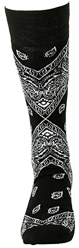 LEAF Paisley Design Cotton Mens Socks (One Size, Black)2