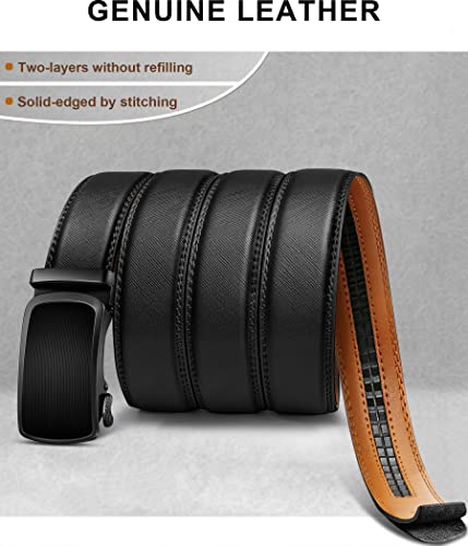 BULLIANT Men's Belt, Slide Ratchet Belt For Gift Men Dress Pant Shirt Oxfords,Trim To Fit(Black,44"-52" Waist Adjustable)
