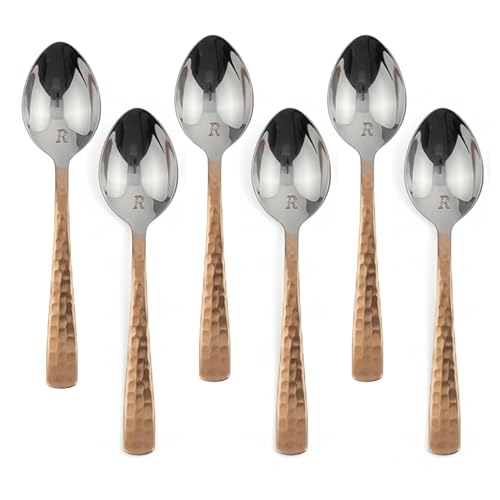 Image of Copper Eating Spoon Stainless Steel Set - Pack of 6 | Metal Kitchen Dining and Cutlery | Steel and Copper Metalic Finish | A Touch of Elegance to Your Dining and Serving Eating