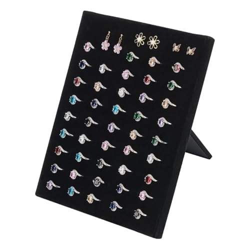 Oyiclyea Velvet Ring Display Stand With 50 Slots Black Tray Holder,Jewellery Stand,Jewelry Storage Rack,Velvet Stands Boards,Stand Padded Ring Display Trays,Suitable for Women and Girls