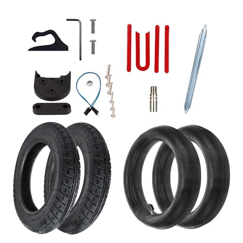 vds racer® Ruedas patinete xiaomi 10 Pulgadas, reemplazo compatible con patinetes electrico xiaomi M365, 1s, Pro, Essential, Pro2 con accesorios camara, alzas, válvula,gancho, pegatinas y palanca