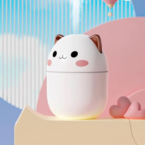 Umidificador de Ar Portátil em Formato de Gatinho | Difusor de Aromas | Com 2 Filtros de Refil | USB