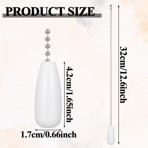 Image of 4PCS Ceiling Fan Pull Chain Extensions 12.6 Inch White Ceiling Fan Pull Chain Ornaments Fan Chains Extensions for Ceiling Fans Lighting Decor White