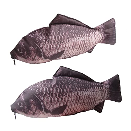 Image of 2Pcs Carp Pen Bag Realistic Fish Shape Make-up Pouch Pen Pencil Case with Zipper
