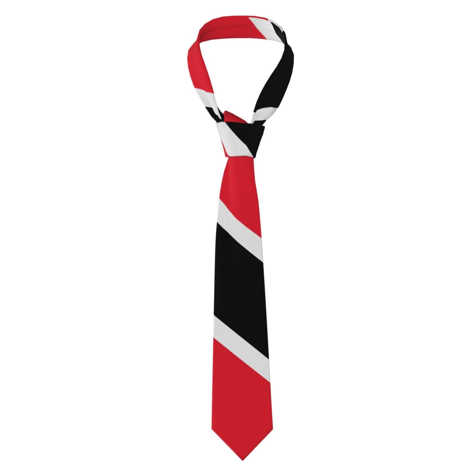 Dlxw Men's Black Flag Of Trinidad And Tobago Pattern Necktie - Silk Tie For Fashion For Business, Weddings, Parties, And As A Gift (57X3.1 Inch, Easy Care)