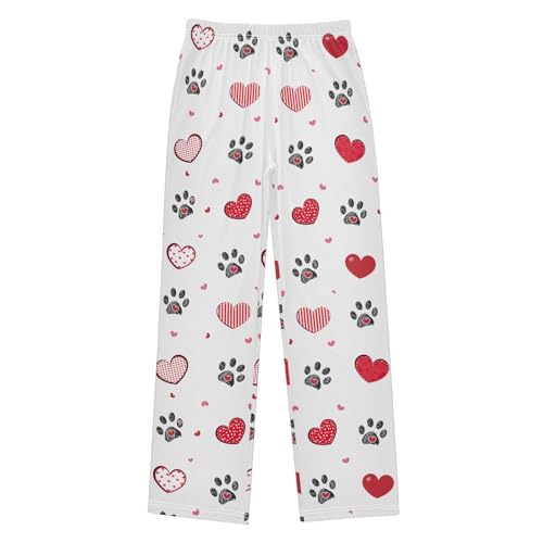 Black Doodle Paw Hearts Boys Pants for Kids Jogger Pants with Pockets S-XL