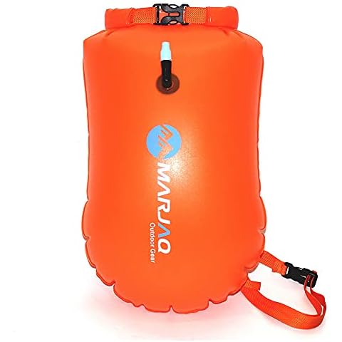 Ksnnrsng Swim Buoy - Swimming Buoy Tow Float and Dry bag for Open Water Swimmers and Triathletes - Light and Visible Float for Safe Training and Racing (Orange) Cover