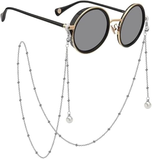 VIGHNESHWAR TRADERS Face Mask Chain Necklace Holder lanyard Unisex Mask Strap, Anti-lost Mask Leash, Stylish Sunglass Reading Eyeglass Cord Adjustable End Glasses Holder (70 CM,SILVER)-image-44