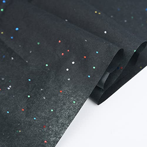 ASTARON Glitzerndes Seidenpapier Schwarz zum Einwickeln 50x66cm, Glitzerpapier Seidenpapierblätter für Blumenstrauß, Geschenkpapier Geburtstag Geschenkverpackung Bastelzubehör 10 Blatt