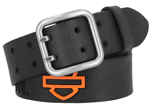 Harley-Davidson Men's Enamel Plaque Bar & Shield Logo Leather Belt - Black2
