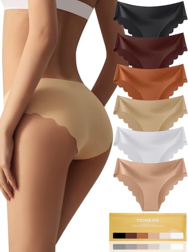 Women’s Seamless Underwear, No Show Bikini Briefs, Soft Stretch Panties, Invisibles Underwear for Women, 6 Pack