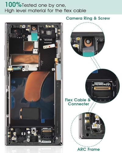 Kit Réparation Écran Samsung S23 Ultra LCD TFT Bloc Tactile Assemblé Châssis Noir S918B