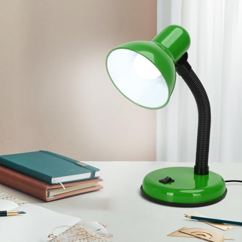 Aigostar Lámpara Escritorio Retro，Flexo LED Escritorio Vintage Estudio，6500K Luz Blanca Lámpara de mesa Compatible con Led Bombillas Modelo E27, Lampara Lectura, Verde Claro