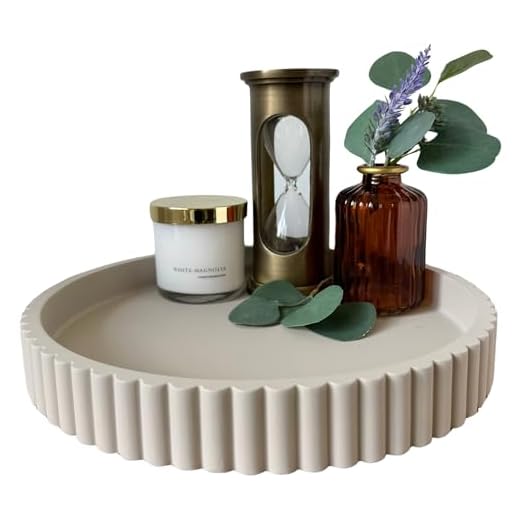 27+ Charming Small Coffee Bar Ideas to Transform Your Space 6 OAKOA Round Decorative Tray for Coffee Table Decor - Concrete Round Tray Home Decor - Bandejas Decorativas - Circle Coffee Table Centerpiece