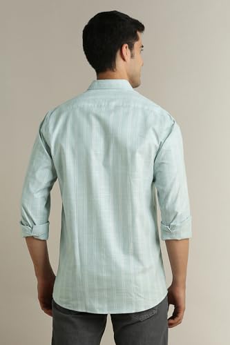 Image of Peter England Men's Cotton Slim Fit Distant Striped Casual Shirt | Full Sleeves, Office Wear