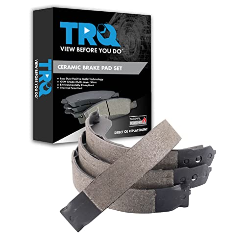 TRQ Rear Parking Brake Shoe Set Compatible with 2004-2011 Mitsubishi