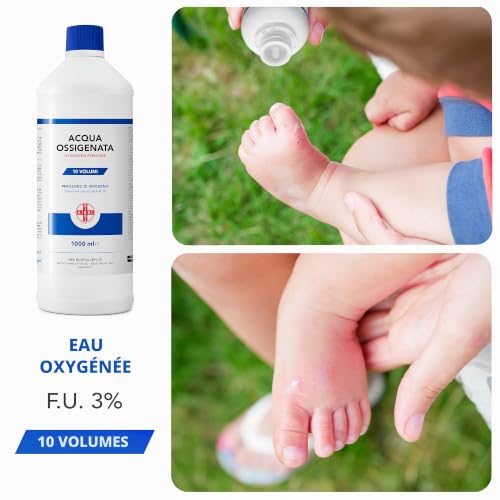 AIESI® Eau Oxygénée Ph.Eur. désinfectant (1000 ml) avec bouchon de sécurité pour enfants, Made in Italy – vue 4