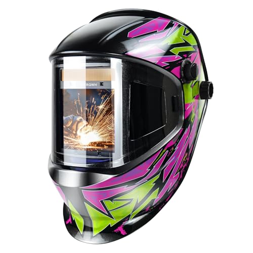 Image of TRQWH Welding Helmet Auto Darkening Large Viewing True Color Solar Powered Welding Mask with 4 Arc Sensor Adjustable Wide Shade Range 4~5-8/9-13 Welder Mask with Grinding (TRQ-CSC003)