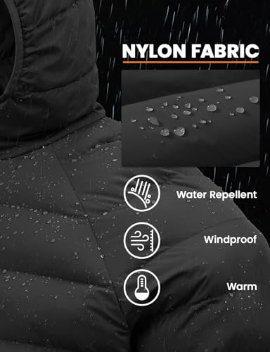 Image of TBMPOY Men's Puffer Jacket Lightweight Hooded Winter Warm Water-Resistant Coat for Ski Casual Travel
