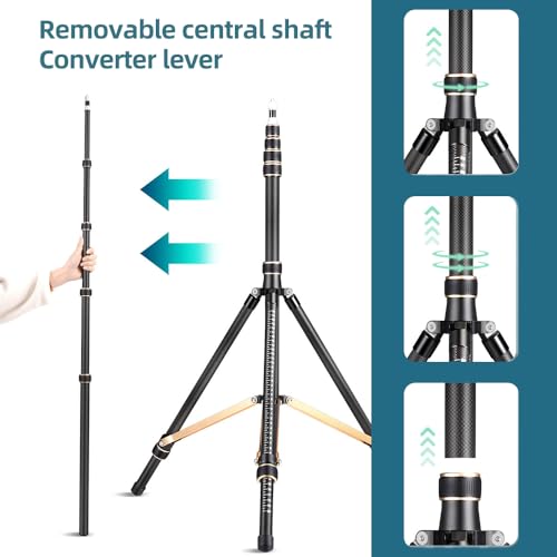 Image of Andoer 252cm /99in Adjustable Tripod Stand Video Light Stand Carbon Fiber 4-Section with Detachable Center Column 1 /4in & 3 /8in Screw for LED Video Light /Flash Light /Softbox /Reflector
