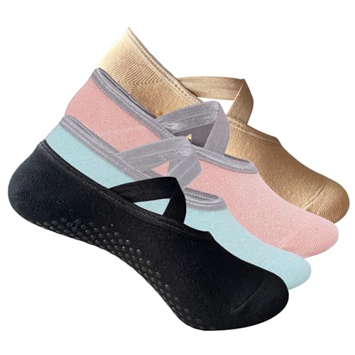 Image of Mint & Oak Pilates Socks with Grips for Women, Ankle Length Non-Slip Yoga Socks, Cotton Ideal For Yoga, Pilates, Gym, Workout, Cute Women's Gift