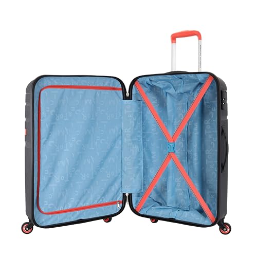 Image of American Tourister Upland Sport 68 CM Medium Checkin Polypropylene (PP) Hard 4 Wheels Spinner Luggage /Suitcase /Trolley Bag for Travel (Black)