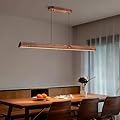 45" Wood Linear Pendant Light, Dimmable Kitchen Island Lighting with Remote, 30W LED Island Lights for Kitchen, Adjustable Linear Chandelier for Dinning Room Light Fixture, Bar, Pool Table - Walnut