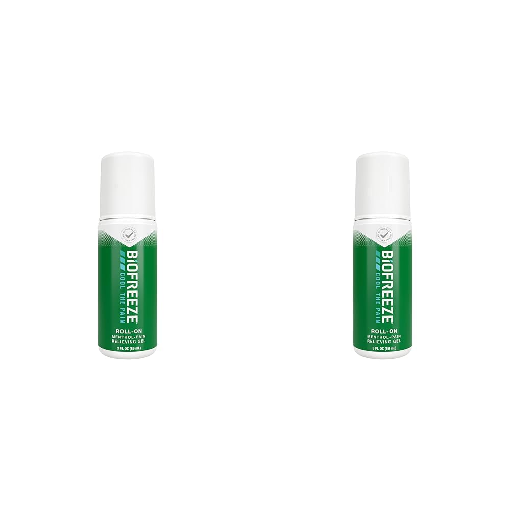 Biofreeze Roll-On Pain-Relieving Gel 3 FL OZ, Green Topical Pain Reliever for Muscles and Joints from Arthritis, Backache, Strains, Bruises, &amp; Sprains (Package May Vary) (Pack of 2)