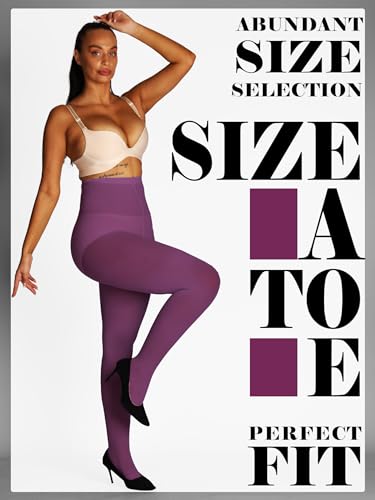 Image of HONENNA Semi Opaque Silky Women Pantyhose Tights, 20+ Colors Invisibly Toe Reinforced 60 Den Size A-E