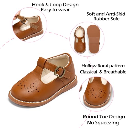 Image of PHIRAMIN Toddler Girl Mary Jane Student Oxford Shoes-Little Girl School Uniform Shoes for Wedding Party