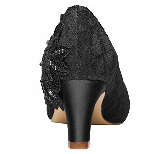 Emily-Bridal-Wedding-Shoes-Womens-Silk-Like-Satin-Chunky-Heel-Pumps-with-Stitching-Lace-Flower-Crystal-Pearl