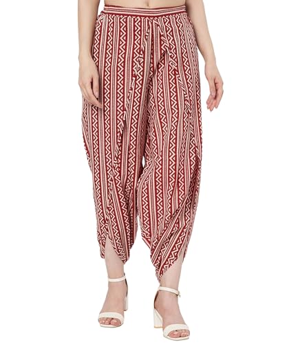 Image of 9rasa Women's Cotton Solid Harem Dhoti Pants for Casual FusionWear Workwear