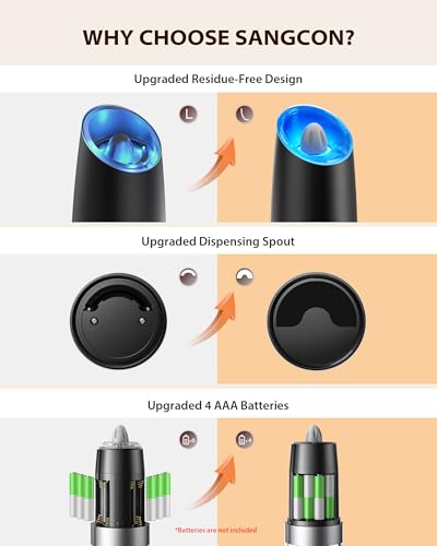 image for Sangcon Gravity Electric Salt and Pepper Grinder Set Automatic Shakers