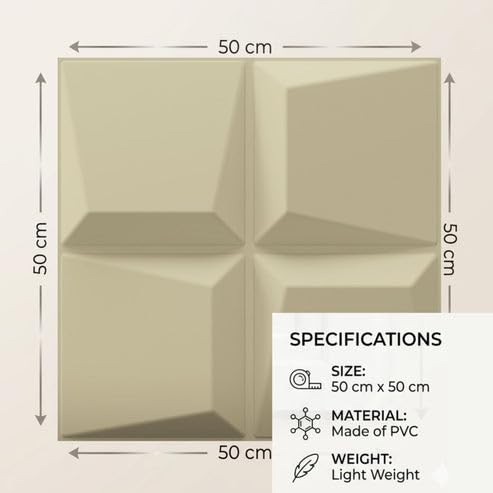 Image of Kayra Decor 3D PVC Wall Panels for Bedroom & Living Room | Cube Design | White Tail Color | 19.7 x 19.7 Inch | Pack of 18 | 42.48 Sq Ft