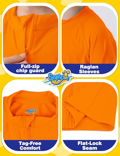 Boys Rash Guard Long Sleeve UPF 50+ Swim Shirts Zipper Kids Sun Protection Fishing Water Beach Surfing Shirt Neon Orange 5T4