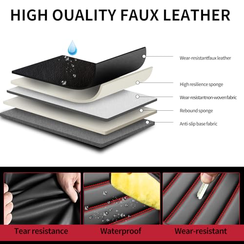 Image of Fit Outback Car Seat Covers for Subaru Outback 2010-2024 2025 2026 - Upgraded Premium Waterproof & Breathable Leather,Airbag Compatible, All-Weather Seat Cushion Protector(Full Set, Black+Red)