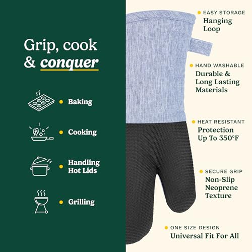 Image of Cuisinart Chambray Kitchen Oven Mitts, Heat-Resistant, 2-Pack, 7 inchx13 inch