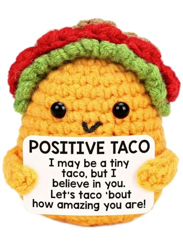 NZOZKOEX Positive Crochet Taco Animals Emotional Support Gift for Women Men Birthday Self Care Present Inspirational Uplifting Gift for Friends Sister Mom Dad Wife Husband Coworkers Family