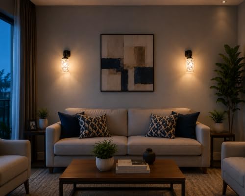 Image of Home Decor Wall Lights Glass Lamp Shade with Premium Finish & E27 Bulb Holder for Living Room, Bedroom, Balcony, Kitchen, Cafes | Decorative Night Lamps Fixtures | Elegant Wall Hanging Lights